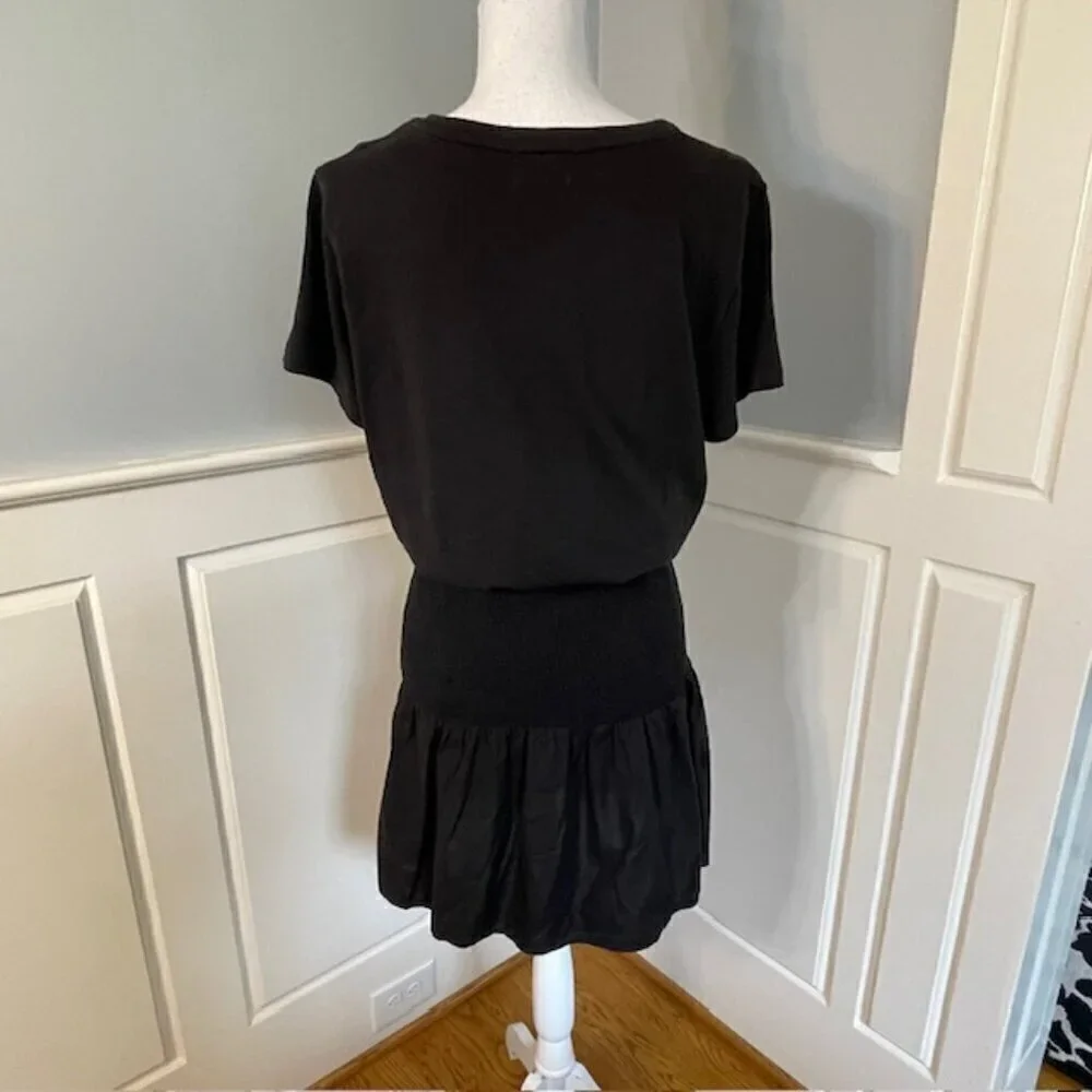 Nation LTD 100% Cotton Smocked Mini Dress Kacy Combo Black Medium - Picture 6 of 8